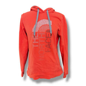 The North Face Women's Dome Hoodie Hooded Sweatshirt Coral Orange Logo Medium